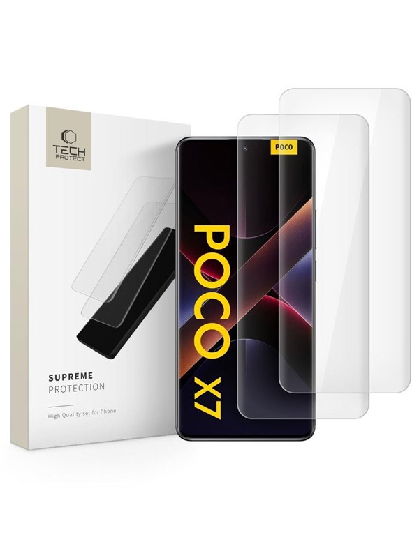 Tech-Protect Supreme Protection Tempered Glass for Xiaomi Redmi Note 14 PRO / 14 PRO+ 5G / Poco X7 5G - Clear billede