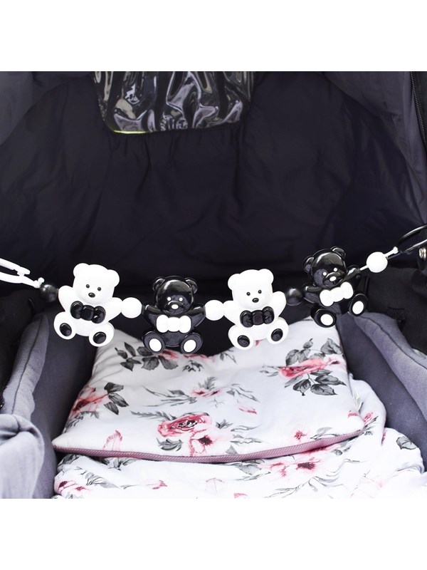 Akuku Pushchair rattle black/white BEARS billede