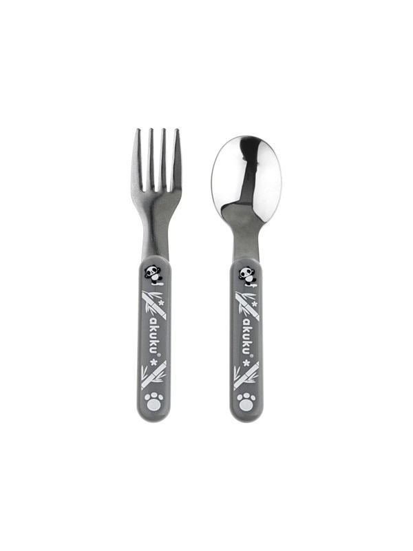 Akuku Stainless steel spoon and fork GREY