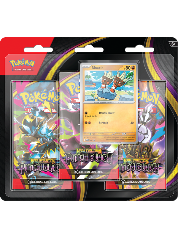 Pokemon Blister Pack - 3-Pack: 3 Mega Evolution: Pitch Black Booster Pakker + Binacle Black Star Promo
