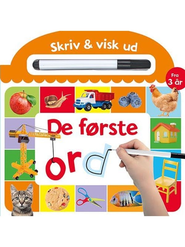 Skriv og visk ud - De første ord - Børnebog - Papbog