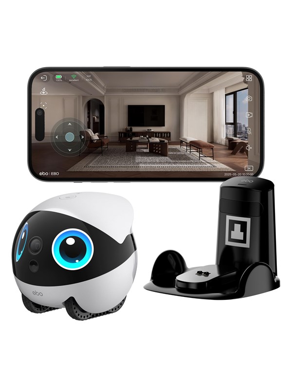 Namų robotas kompanijonas Enabot EBO Air 2 Plus FamilyBot su stebėjimo ir skambučių funkcija, baltas