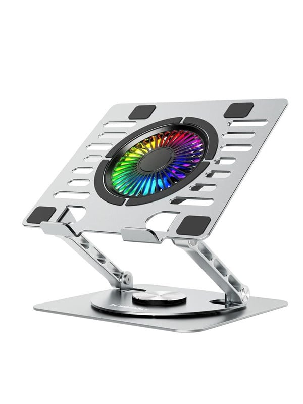 Wozinsky WDCX-X16-AS CoolBase RGB kørestativ 360° til laptop og tablet - sølv
