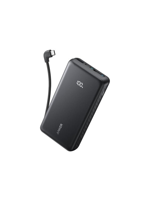 Anker Zolo Power Bank (20000 mAh - 22.5W Built-In USB-C Cable) - Black Powerbank - Sort - 20000 mAh