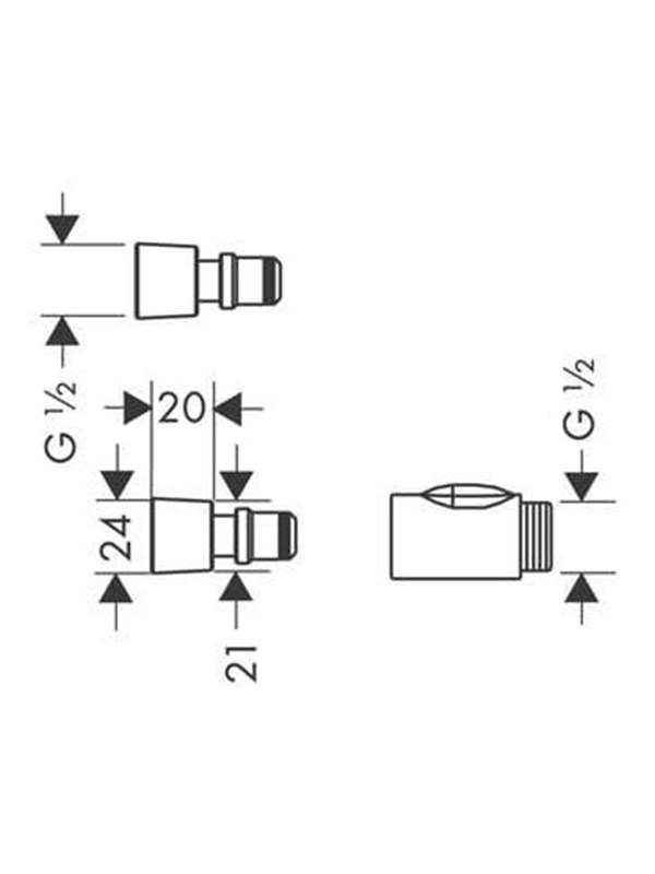 Hansgrohe koplingssæt 1/2" 3-dele billede