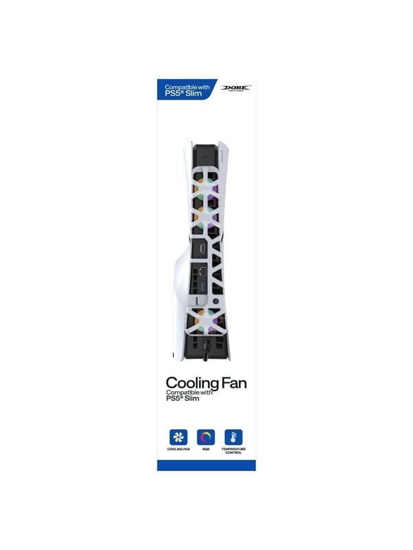 Dobe RGB Cooling Fan for PS5 Slim White - Wired Tilbehør til spillekonsol - Sony PlayStation 5
