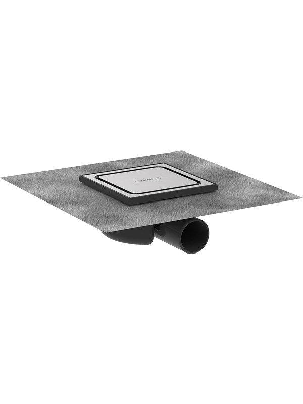 Hansgrohe RainDrain Spot kvadratisk afløbsskål 150 x 150 mm børstet rustfrit stål billede