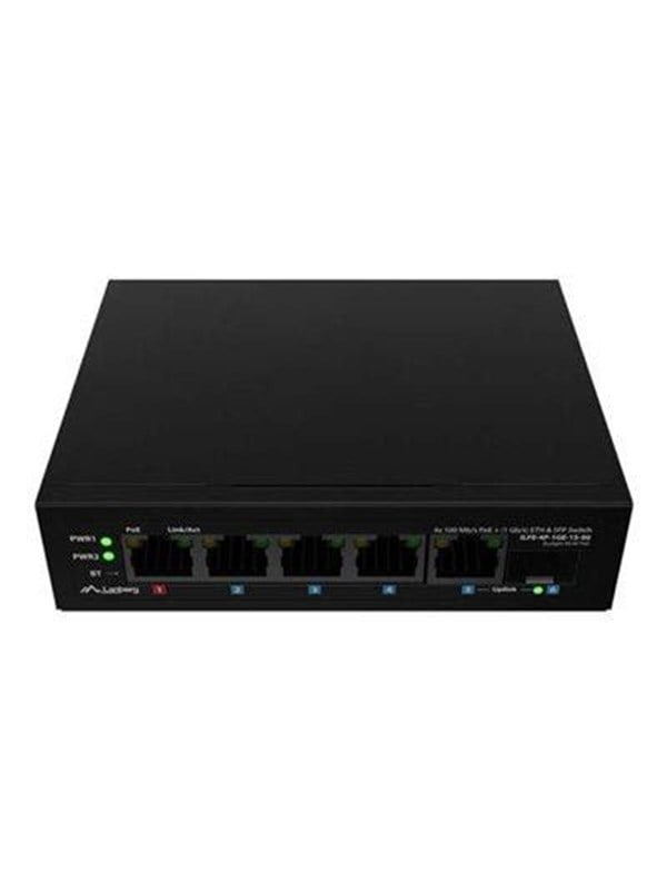 Lanberg ILFE-4P-1GE-1S-90 - Light Industrial PoE switch med 4x Fast Ethernet, 1x Gigabit og SFP