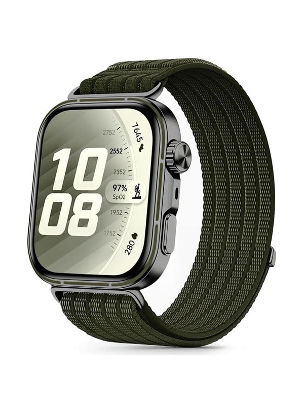Tech-Protect Nylon Strap on an Huawei Watch Fit 3 / 4 / 4 Pro / 5 / 5 Pro - Green