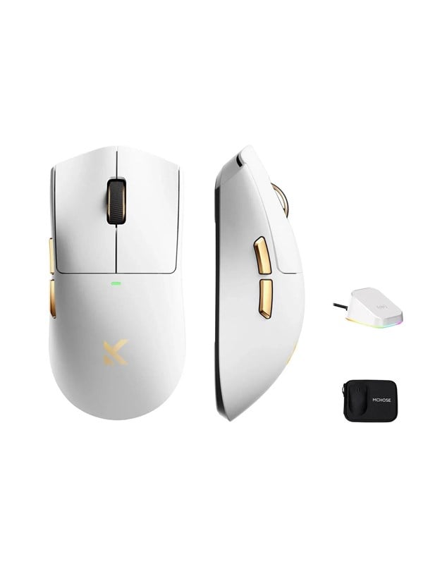 MCHOSE K7 Ultra Lightweight Wireless (White Gold) - Gaming Mus - Optisk - 5 knapper - Hvid