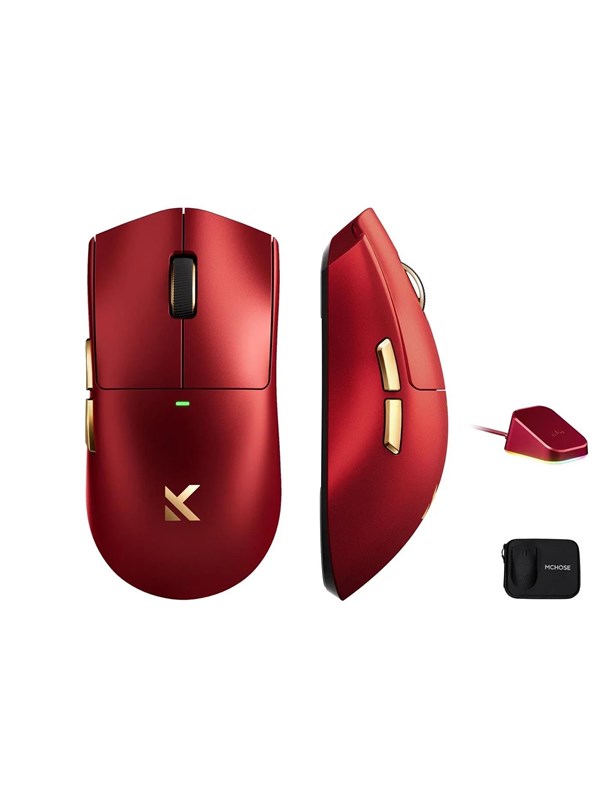 MCHOSE K7 Ultra Lightweight Wireless (Iron Red) - Gaming Mus - Optisk - 5 knapper - Rød