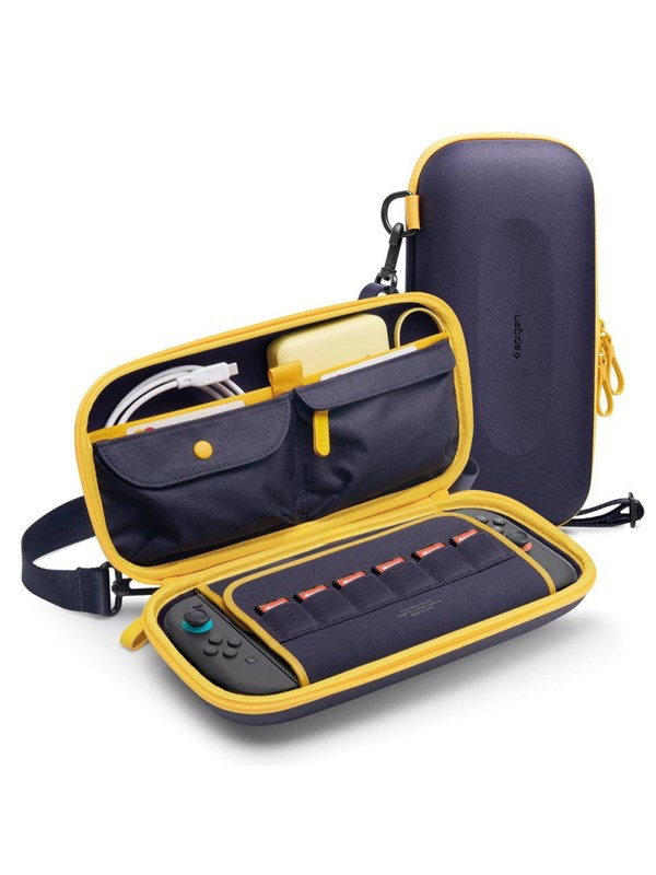 Spigen Nano Pop Pro Pouch for Nintendo Switch 2 - Navy Blue and Yellow - Miscellaneous Tilbehør til spillekonsol - Nintendo Switch 2