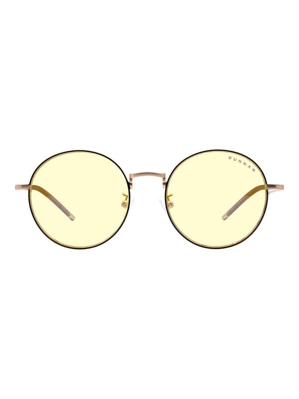 GUNNAR Ellipse - Prescription glasses - for computer - fuld kant - ramme: sort/guld - objektiv: ravgul