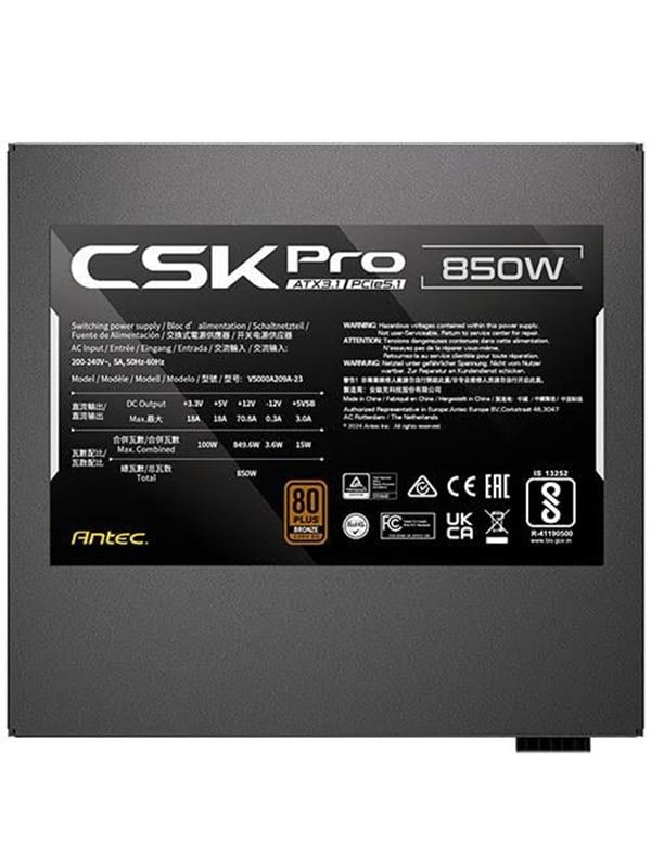 Antec SIGNATURE CSK850 PRO ATX3.1 power supply unit Strømforsyning - 850 Watt - ATX - 80 Plus Bronze certified billede