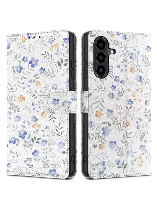 Tech-Protect Wallet Case for Samsung Galaxy A56 5G - White Daisies