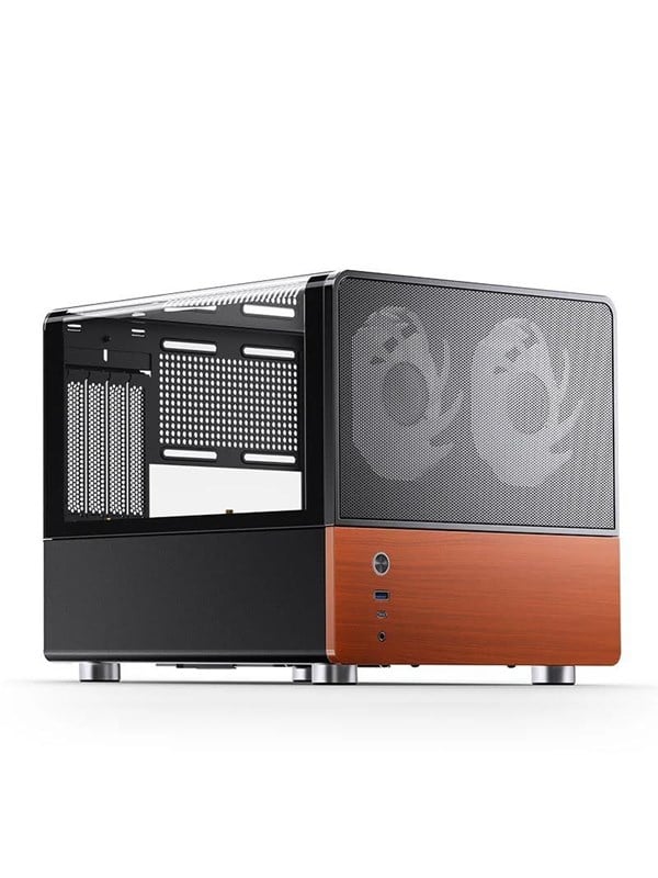 Jonsbo V12 - ITX/mini‑ATX pc‑kabinet, sort med valnød