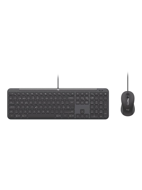 Logitech Signature Slim Wired Combo MK620 for Business - Tastatur & Mus sæt - Schweizisk - Grå