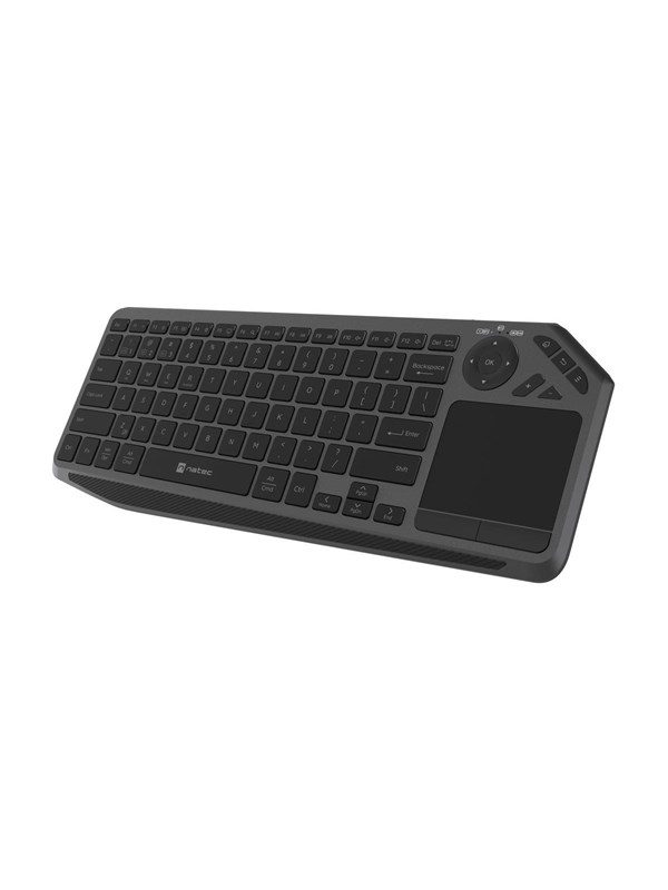 Natec TURBOT 2 - keyboard - 75% compact - with touchpad - QWERTY - US - black grey Input Device - Tastatur - Amerikansk engelsk - Grå