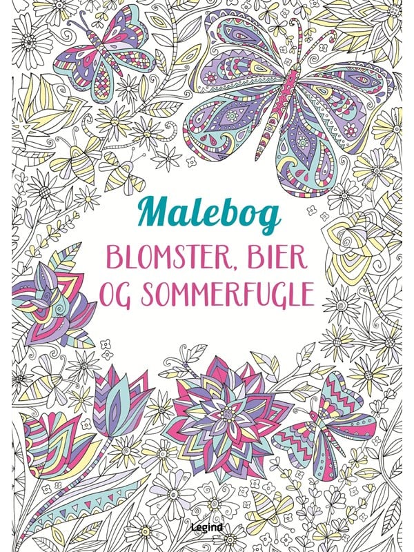Malebog: Blomster bier og sommerfugle - Hobby - paperback