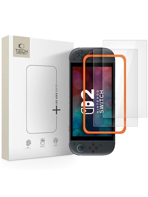 Tech-Protect Easy Set+ 2-pack Tempered Glass for Nintendo Switch 2 - Clear