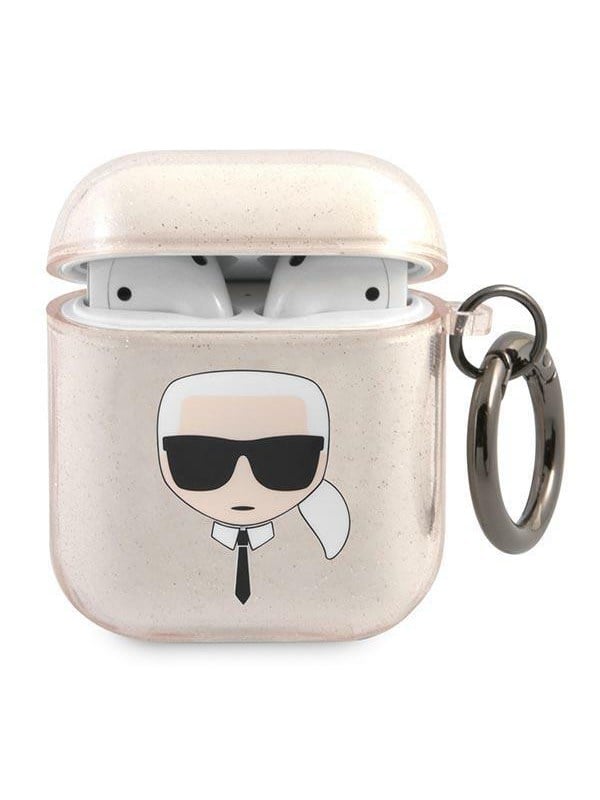 Karl Lagerfeld Glitter Karl's Head Case for AirPods 1/2 - Gold