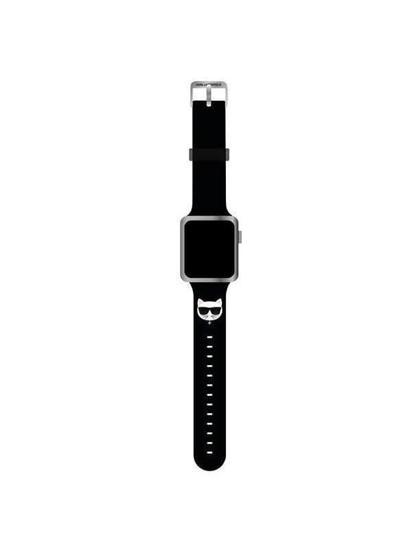 Karl Lagerfeld KLAWLSLCK Apple Watch Strap 42/44 / 45mm black / black strap Silicone Choupette Heads