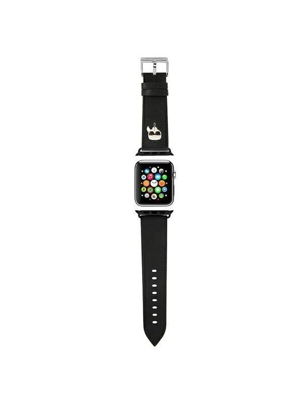 Karl Lagerfeld Ikonik Saffiano Karl Heads Strap for Apple Watch (38 / 40 / 41 mm) - Black