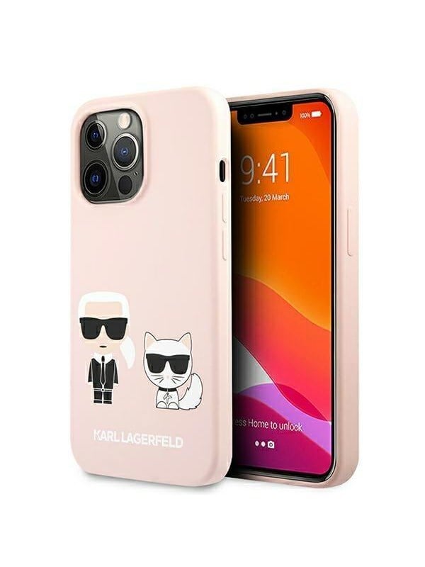 Karl Lagerfeld Silicone Ikonik Karl&Choupette MagSafe Case for iPhone 13 Pro / iPhone 13 - Light Pink
