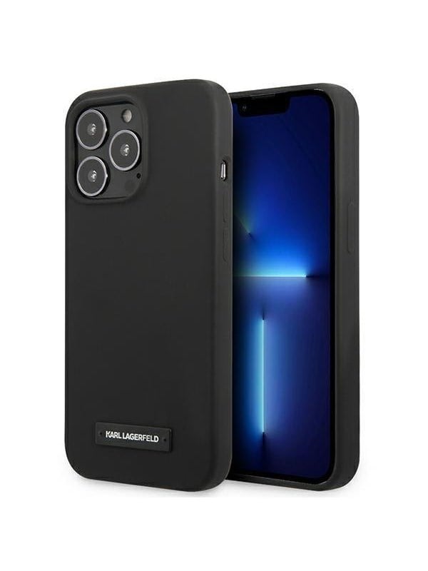 Karl Lagerfeld Silicone Plaque Case for iPhone 13 Pro / iPhone 13 - Black
