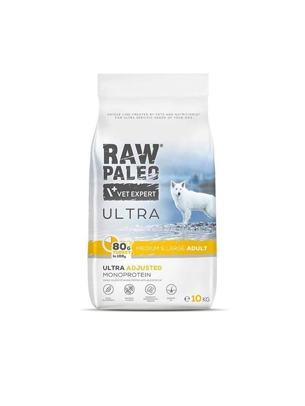 VetExpert Raw Paleo Ultra Medium&Large Adult Turkey - dry dog food - 10 kg billede
