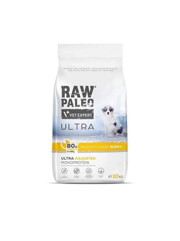 VetExpert Raw Paleo Ultra Medium&Large Puppy Turkey - dry food for puppies - 10 kg billede