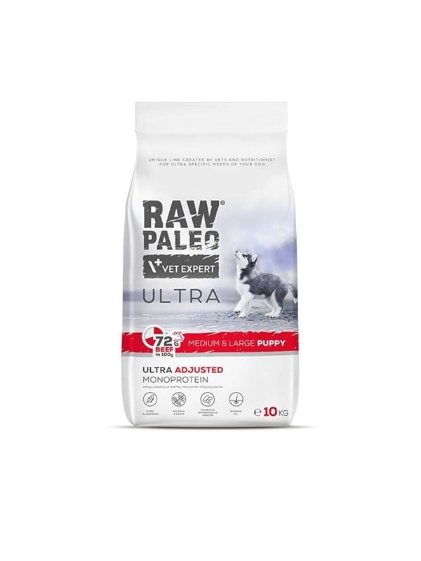 VetExpert Raw Paleo Ultra Medium&Large Puppy Beef - dry food for puppies - 10 kg billede