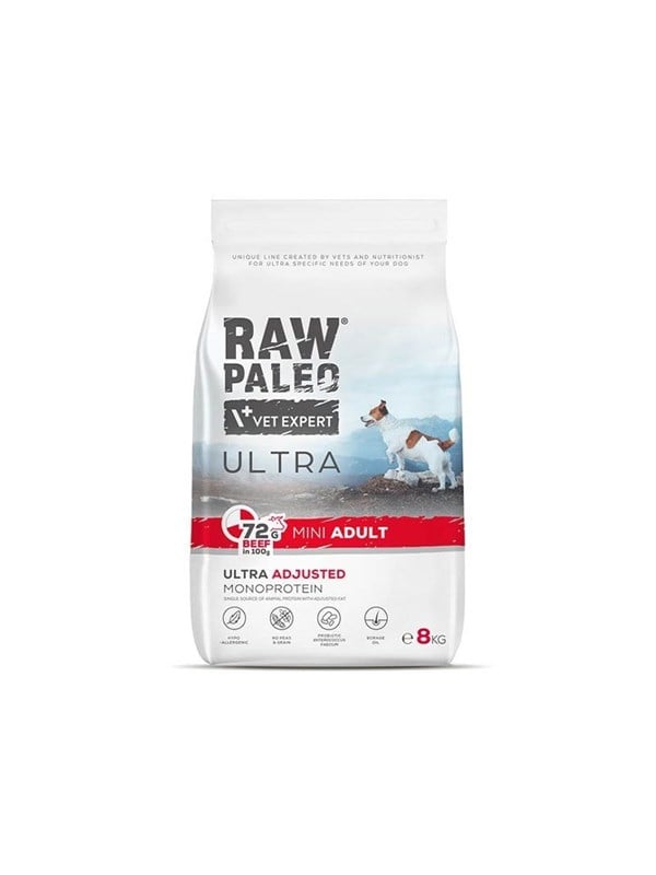 VetExpert Raw Paleo Ultra Mini Adult Beef - dry dog food - 8 kg billede