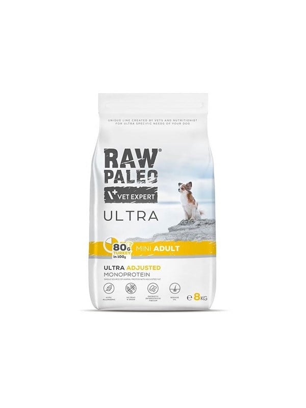 VetExpert Raw Paleo Ultra Mini Adult Turkey - dry dog food - 8 kg billede