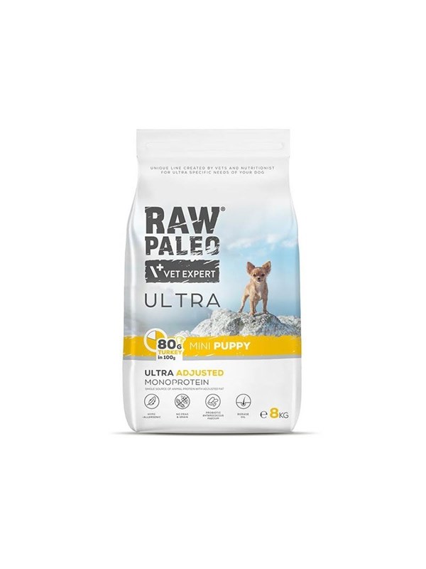 VetExpert Raw Paleo Ultra Mini Puppy Turkey - dry food for puppies - 8 kg billede