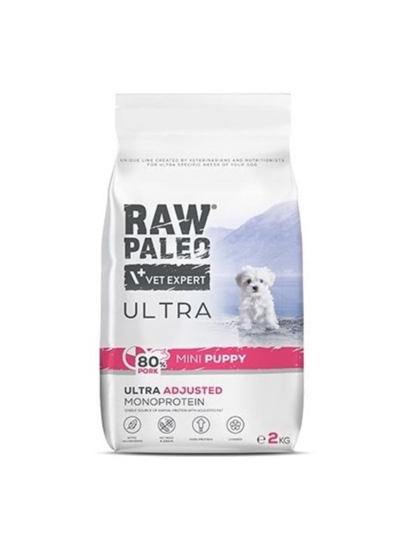 Hundefoder tørfoder - VetExpert Raw Paleo Ultra Mini Puppy, svin, 2 kg