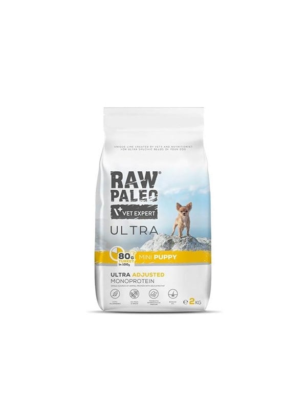 Hvalpefoder tørfoder - VetExpert Raw Paleo Ultra Mini Puppy kalkun 2 kg