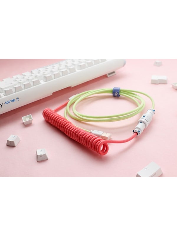 Ducky Premicord Strawberry Frog spiral USB-kabel, USB-C til USB-A - 1,8 m