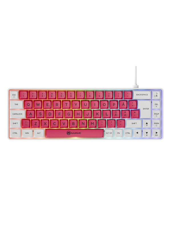 Gamiac TKL69G - Hvid/Rød - SF Tastatur - Blå Switch - GEEKD.dk