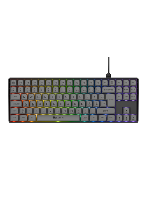 Gamiac TKL90G - Grå/Sort - TKL Tastatur - Blå Switch - GEEKD.dk