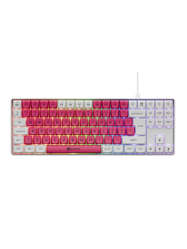 Gamiac TKL90G - Hvid/Rød - TKL Tastatur - Blå Switch - GEEKD.dk