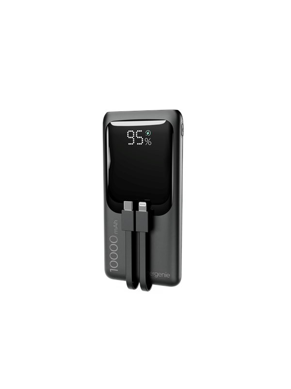 N--GEMBIRD 20 W Fast charging power bank with integrated cables 10000 mAh black