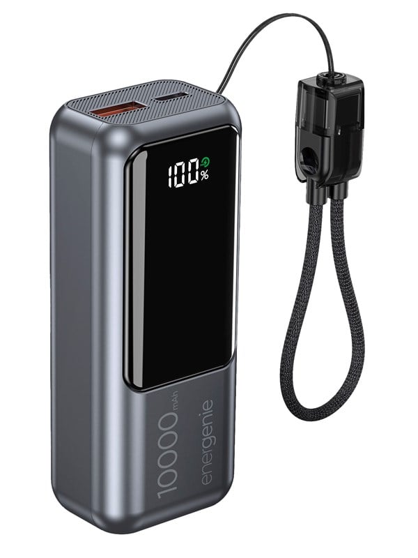 Gembird 20 W Compact fast charging power bank with LCD display Powerbank - Grå - 10000 mAh