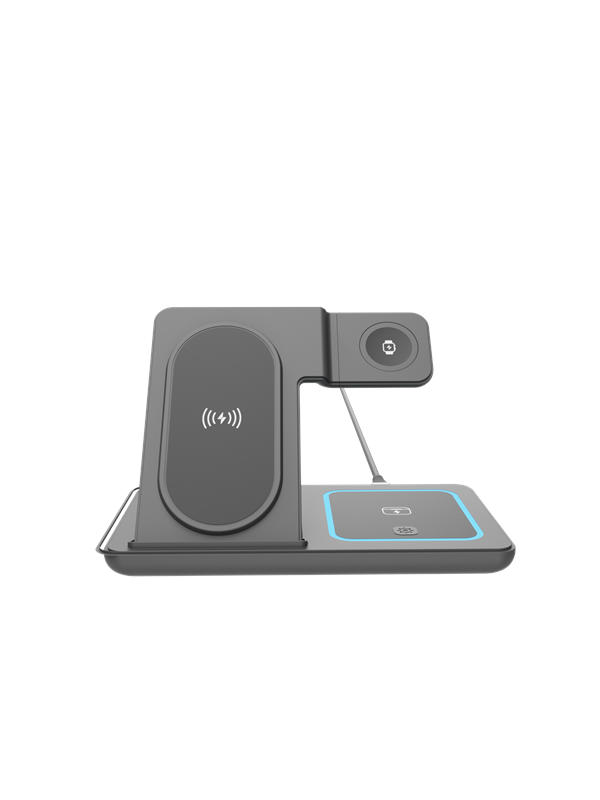 N--GEMBIRD 3-in-1 foldable wireless charger stand 15 W Samsung watch black