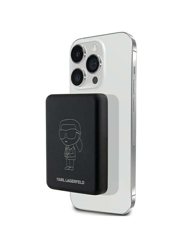Karl Lagerfeld NFT Outline Ikonik MagSafe 5000mAh induction power bank - black Powerbank - Sort - 5000 mAh