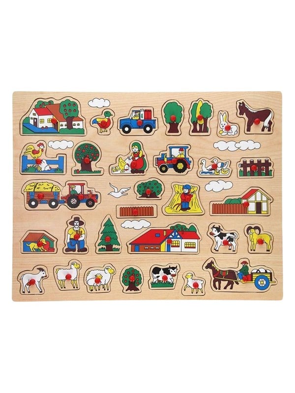 Playwood Wooden Knob Puzzle Farm Extra Large - 32 pcs. Wood