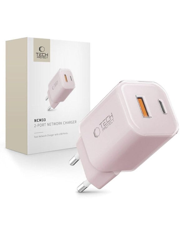 Tech-Protect NCM33W 2-Port Charger PD33W/QC3.0 - Pink
