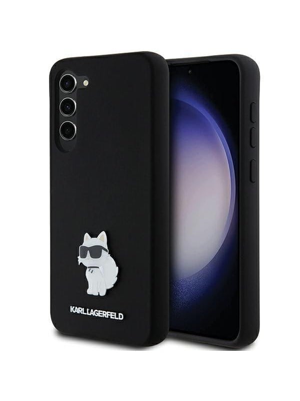 Karl Lagerfeld Silicone Choupette Metal Pin case for Samsung Galaxy S24+ - black