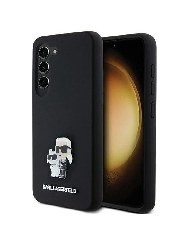 Karl Lagerfeld Silicone Karl&Choupette Metal Pin case for Samsung Galaxy S24 - black