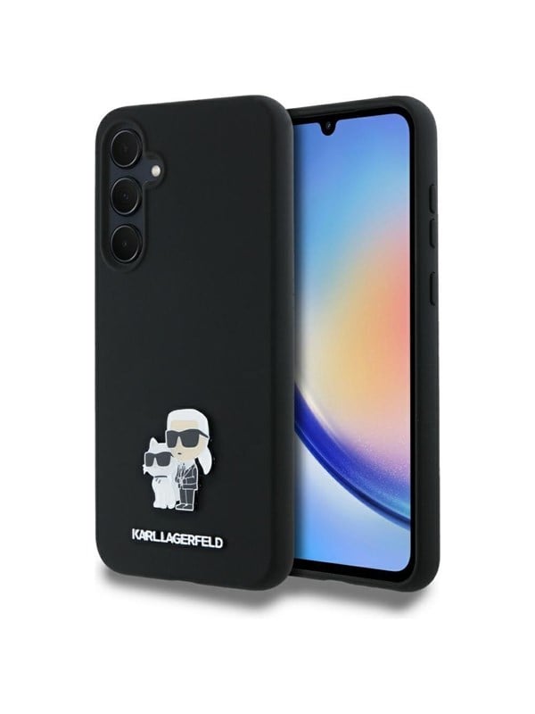Karl Lagerfeld Silicone Karl&Choupette Metal Pin case for Samsung Galaxy A35 - black